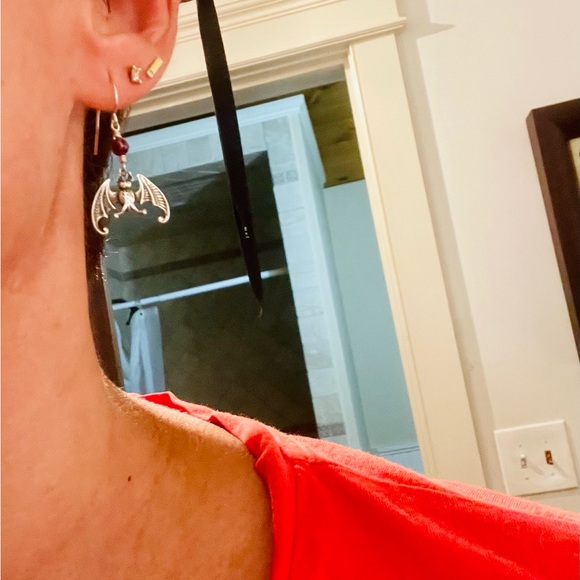 Sterling silver bat earrings. Stamped EG in script. - Picture 6 of 9